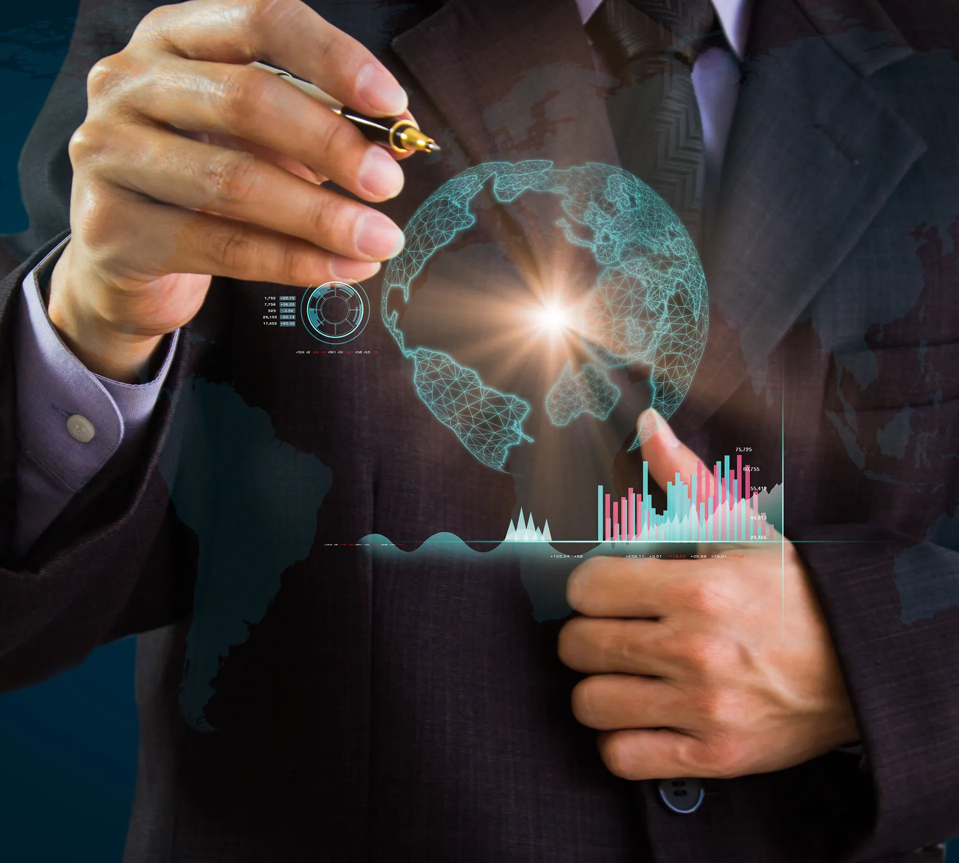 International finance professionals reviewing cross-border project finance documentation, reflecting global standards, DFI compliance and sustainable value creation.